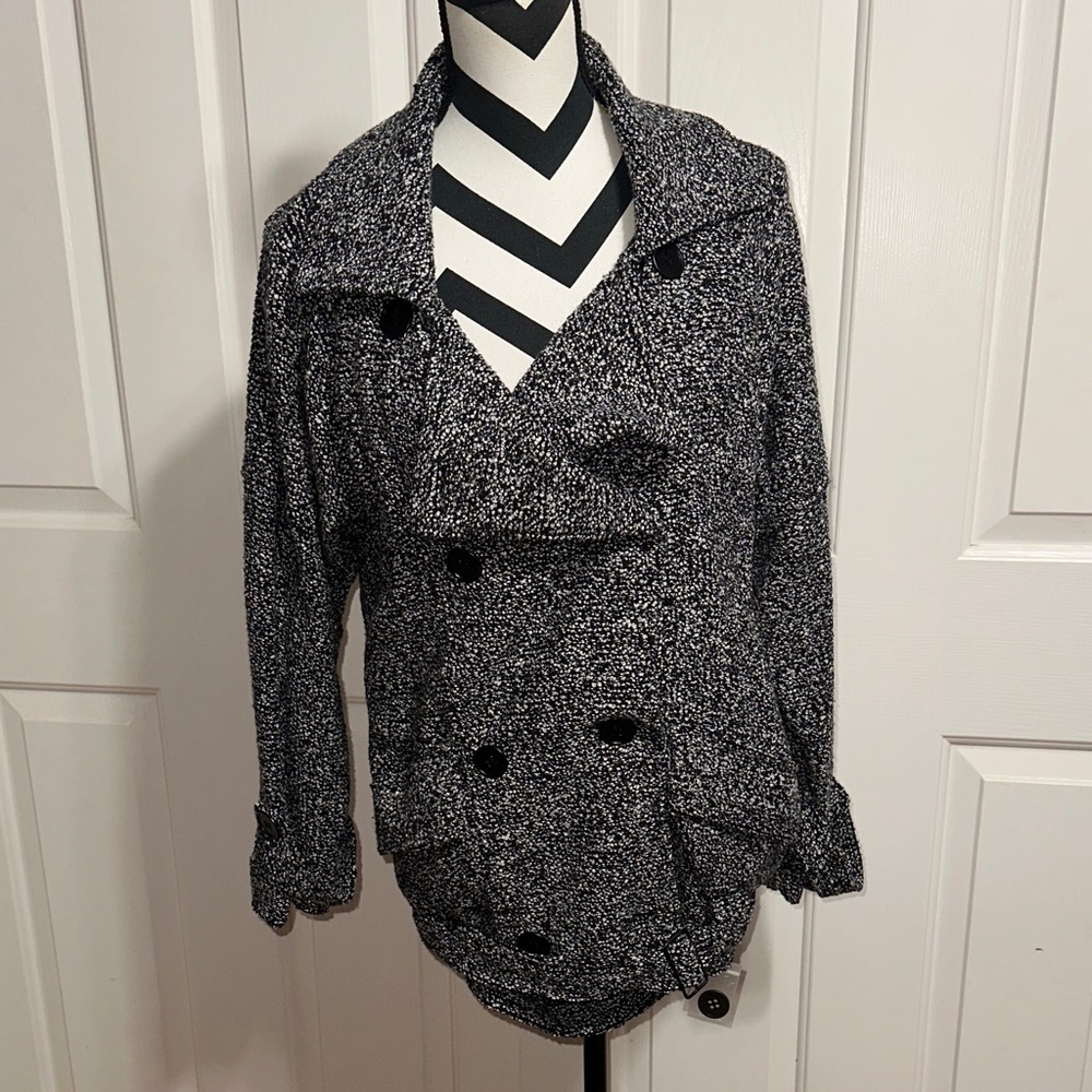 Free People Black and Gray Sweater Jacket